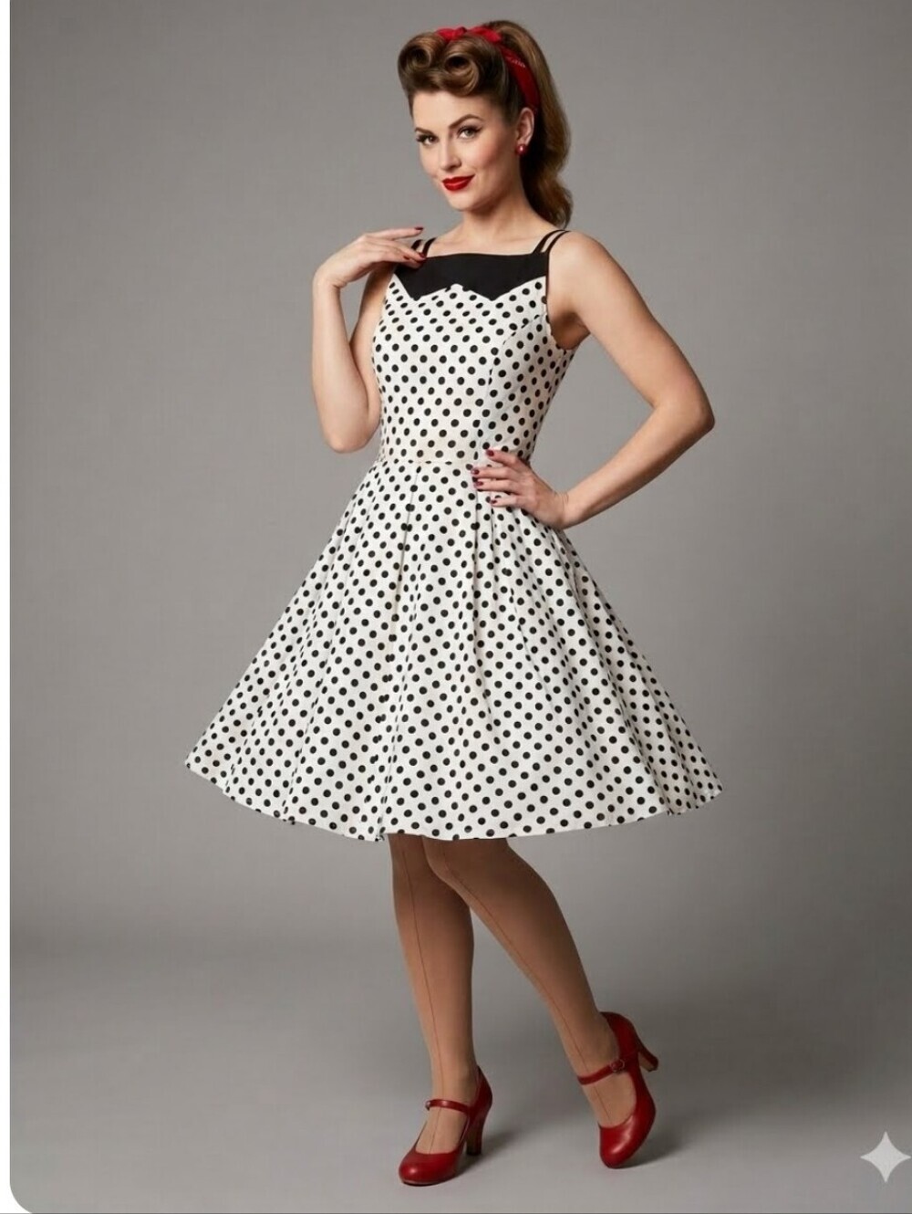 Annie 50 Retro Polka Dot Fit & Flare Dress, VGUC, Size S